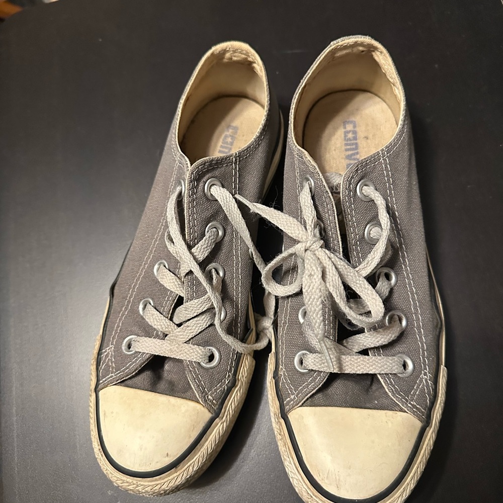 Gray Converse Canvas Sneakers with White Laces
